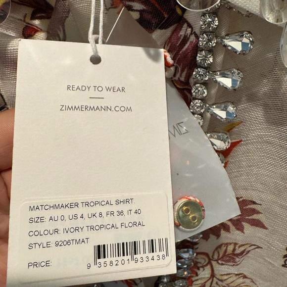 ZIMMERMANN Tropical Embellishment Linen Silk Shirt - Picture 5 of 6